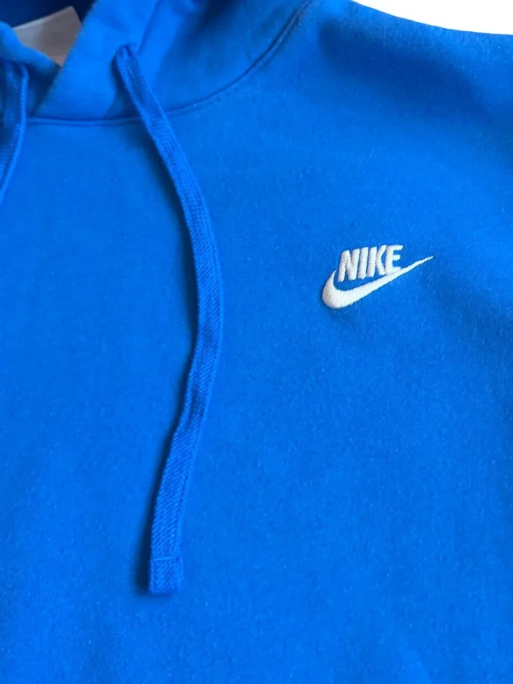 Nike Bright Blue Pullover Hoodie Sweater Hooded Cozy Cotton Size Large Men's